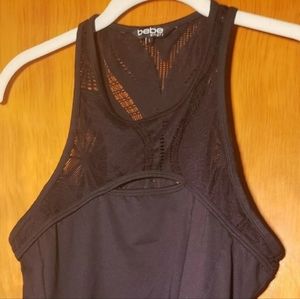 Bebe Sport Top Black  Lace With Pocket Hole Size L